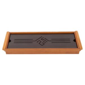 bamboo tea tray, traditional chinese style serving tray with reservoir type water storage box for home office teahouse kung fu tea accessory