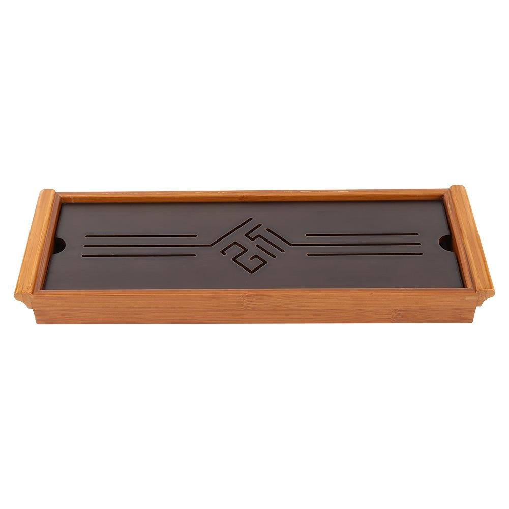 Bamboo Tea Tray, Traditional Chinese Style Serving Tray with Reservoir Type Water Storage Box for Home Office Teahouse Kung Fu Tea Accessory