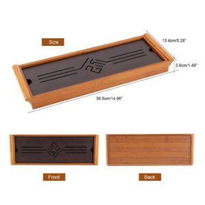 Bamboo Tea Tray, Traditional Chinese Style Serving Tray with Reservoir Type Water Storage Box for Home Office Teahouse Kung Fu Tea Accessory