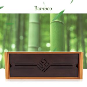 Bamboo Tea Tray, Traditional Chinese Style Serving Tray with Reservoir Type Water Storage Box for Home Office Teahouse Kung Fu Tea Accessory