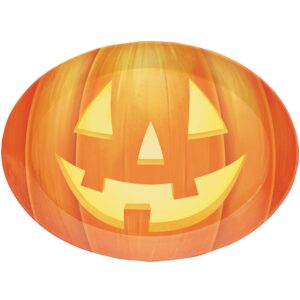 creative converting pumpkin halloween oval plastic tray, 10" x 12", multi-color