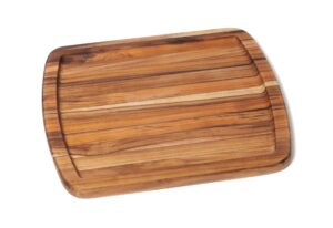 lipper international teak wood edge grain serving platter, small, 12" x 10" x 3/4"