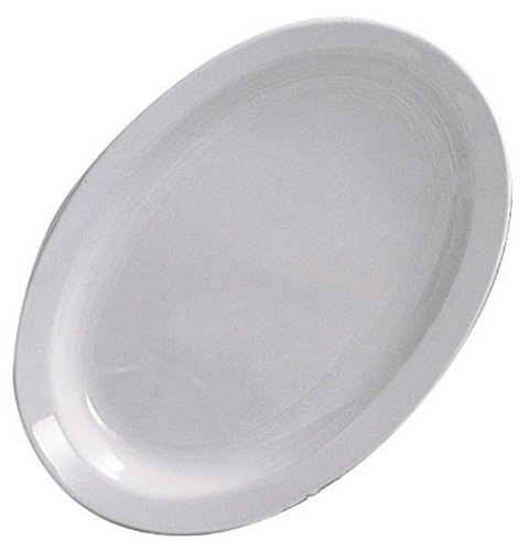 Thunder Group 12-Pack Narrow Rim Platter, 13-1/4 by 9 5/8-Inch, White