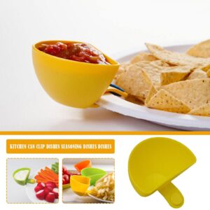 Dip Clip for Bowls Plates 4PCS Plastic Dish Chip Bowl and Dip Serving Set Sauce Holder for Spice Tomato Sauce Salt Veggie Vinegar Ketchup (Multicolor,4pcs)