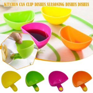 Dip Clip for Bowls Plates 4PCS Plastic Dish Chip Bowl and Dip Serving Set Sauce Holder for Spice Tomato Sauce Salt Veggie Vinegar Ketchup (Multicolor,4pcs)