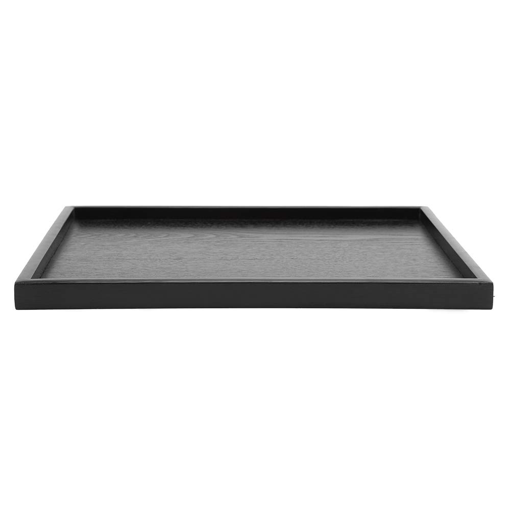 BALITY Rectangular Wood Tray, Decorative Solid Wood Serving Trays Platter Breakfast Tray Ottoman Tray Black Fast Food Tray for Cafe, Teahouse, Restaurant, Hotel(36 X 27cm)