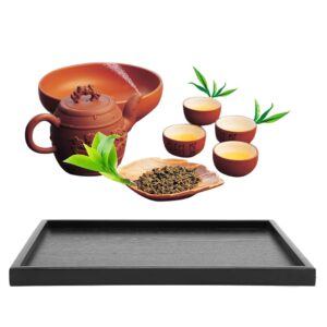 BALITY Rectangular Wood Tray, Decorative Solid Wood Serving Trays Platter Breakfast Tray Ottoman Tray Black Fast Food Tray for Cafe, Teahouse, Restaurant, Hotel(36 X 27cm)