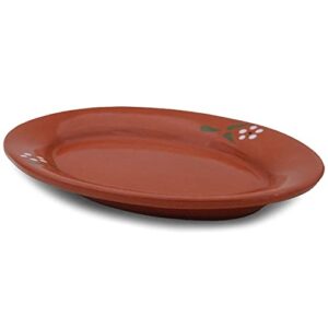 sardinha handmade portuguese pottery terracotta glazed clay oval serving platter made in portugal (small - 10inch x 6.5inch x 1inch) 116d