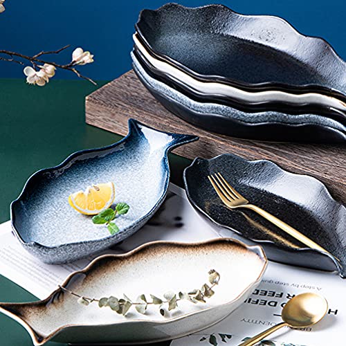 Cabilock 12 Ceramic Fish Steamer Japanese Sushi Plate Cupcake Pan Snack Trays Ceramic Dessert Plate Ceramic Salad Plate Fish Food Ceramic Fish Plate Tableware Ceramics Oval Spaghetti