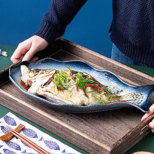 Cabilock 12 Ceramic Fish Steamer Japanese Sushi Plate Cupcake Pan Snack Trays Ceramic Dessert Plate Ceramic Salad Plate Fish Food Ceramic Fish Plate Tableware Ceramics Oval Spaghetti