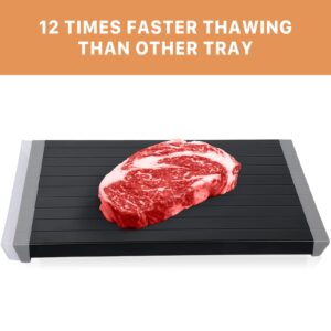 HKISIT Defrosting Tray | Fast Thawing Plate Board with Removable Drip Trough| Premium Quality Defrost Tray with HDF High-density Aerospace Alloy, Non-stick (Black)