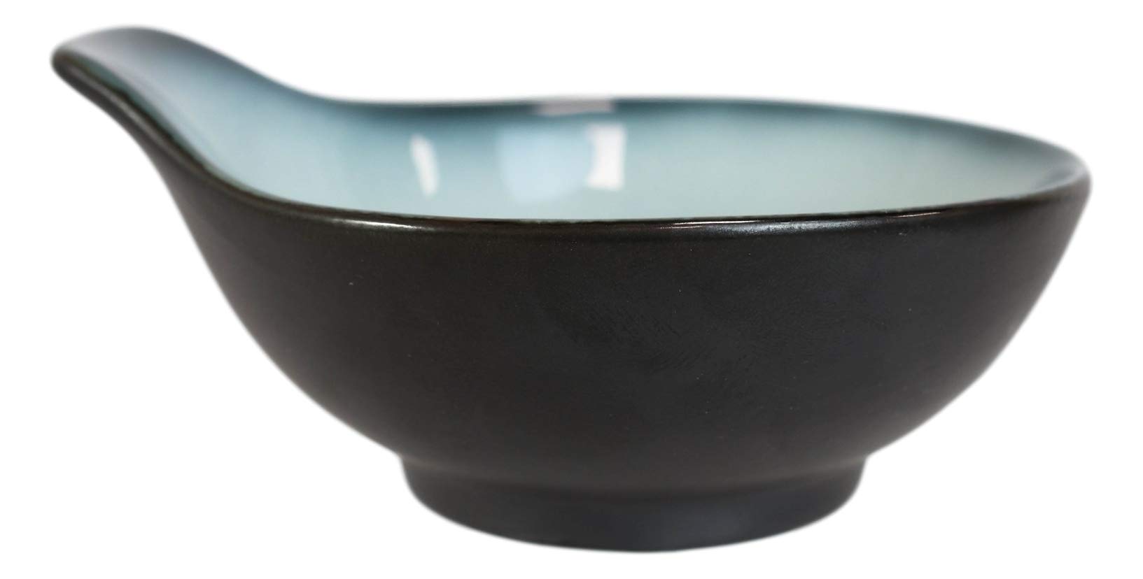 Ebros Gift Porcelain Serveware Drinkware Artistic Ocean Zen Aquamarine Black Gradient Textured Restaurant Supply (Pack Of 5 Tempura Dipping Sauce Condiment Ramekin Bowls With Handle)