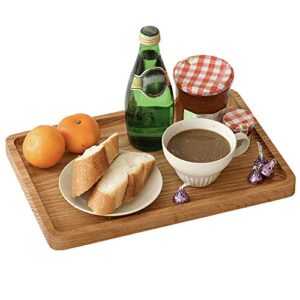 wood serving tray, 13.8 x 9 inches ottoman tray, decorative serving trays made of oak, stylish farmhouse decor serving platters, great for lap & couch