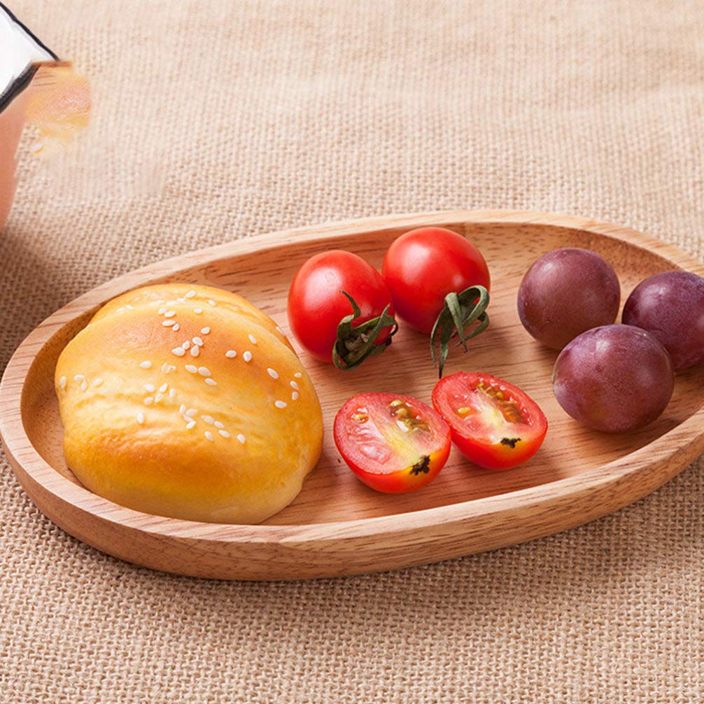 Cabilock Wooden Food Platter Oval Wood Serving Platter Tray Plate Acacia Wooden Plate for Food Party Cheese Appetizer Fruit Cake