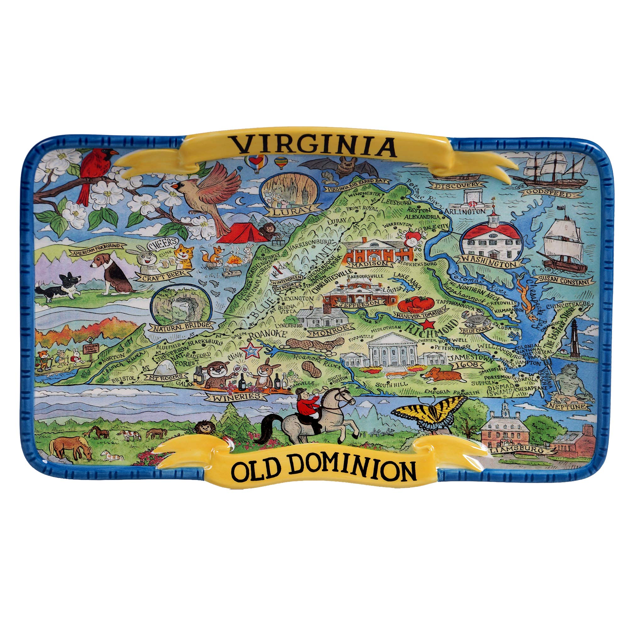 Certified International Virginia Souvenir Rectangular Platter 13" x 8"