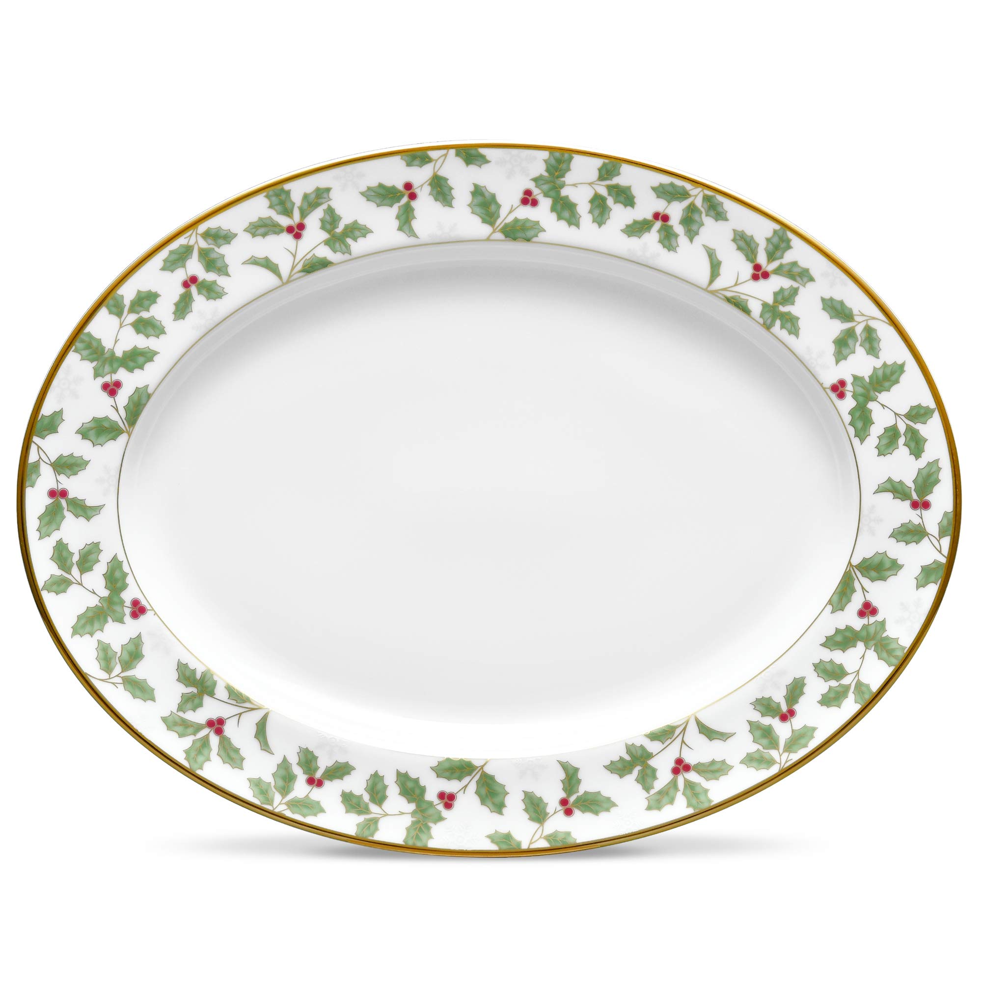 Noritake Holly & Berry Gold Oval Platter, 14-inches