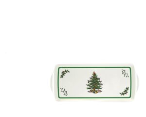 spode christmas tree melamine sandwich tray with handles, 15-1/4-inch