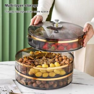 Snack Serving Tray, Divided Serving Tray with Lid, Dry Fruit Snack Relish Tray with Lid, Nut and Candy Serving Tray, for Dried Fruits, Nuts, Candies, Sweet Cookies and Fruits