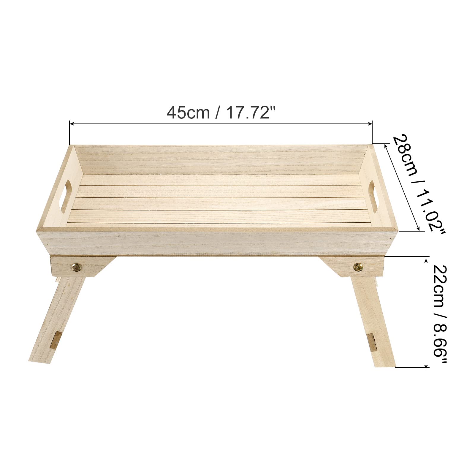 PATIKIL 45x28x22cm Breakfast Tray Table, Bed Trays with Folding Legs Portable Wooden Serving Platter Laptop Snack Desk for Eating, Brown