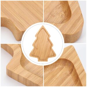 Vaguelly Cutlery Platter 1Pc Christmas Tree Shaped Plate Bamboo Tray Holiday Appetizer Tray Sushi Serving Tray Japanese Sashimi Plate Snack Dessert Candy Dish 28x20CM Snack Platter