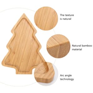 Vaguelly Cutlery Platter 1Pc Christmas Tree Shaped Plate Bamboo Tray Holiday Appetizer Tray Sushi Serving Tray Japanese Sashimi Plate Snack Dessert Candy Dish 28x20CM Snack Platter