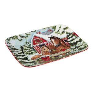 Certified International Holiday Magic Santa Rectangular Serving Platter, 14" X 10", Large