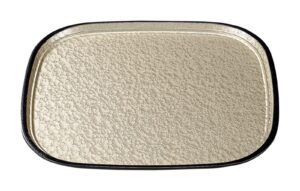 fukui craft 17416310 shaku 4 oval tray, champagne gold, aqua tenkoku sl