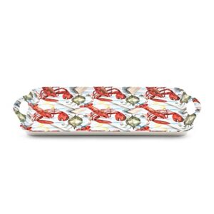 Pimpernel Summer Feast Collection Large Handled Tray | Serving Tray for Lunch, Coffee, or Breakfast | Made of Melamine for Indoor and Outdoor use | Measures 18.9" x 11.6" | Dishwasher Safe