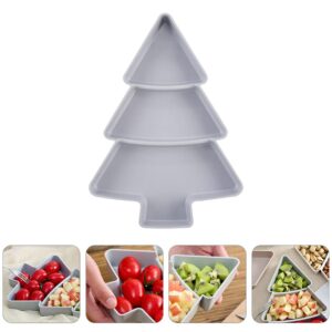 DOITOOL 2Pcs Snack Appetizer Trays Christmas Tree Shape Dessert Serving Dishes Snack Platter Serving Trays Fruit Cheese Dessert Tray Plate Grey