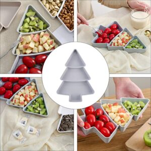 DOITOOL 2Pcs Snack Appetizer Trays Christmas Tree Shape Dessert Serving Dishes Snack Platter Serving Trays Fruit Cheese Dessert Tray Plate Grey