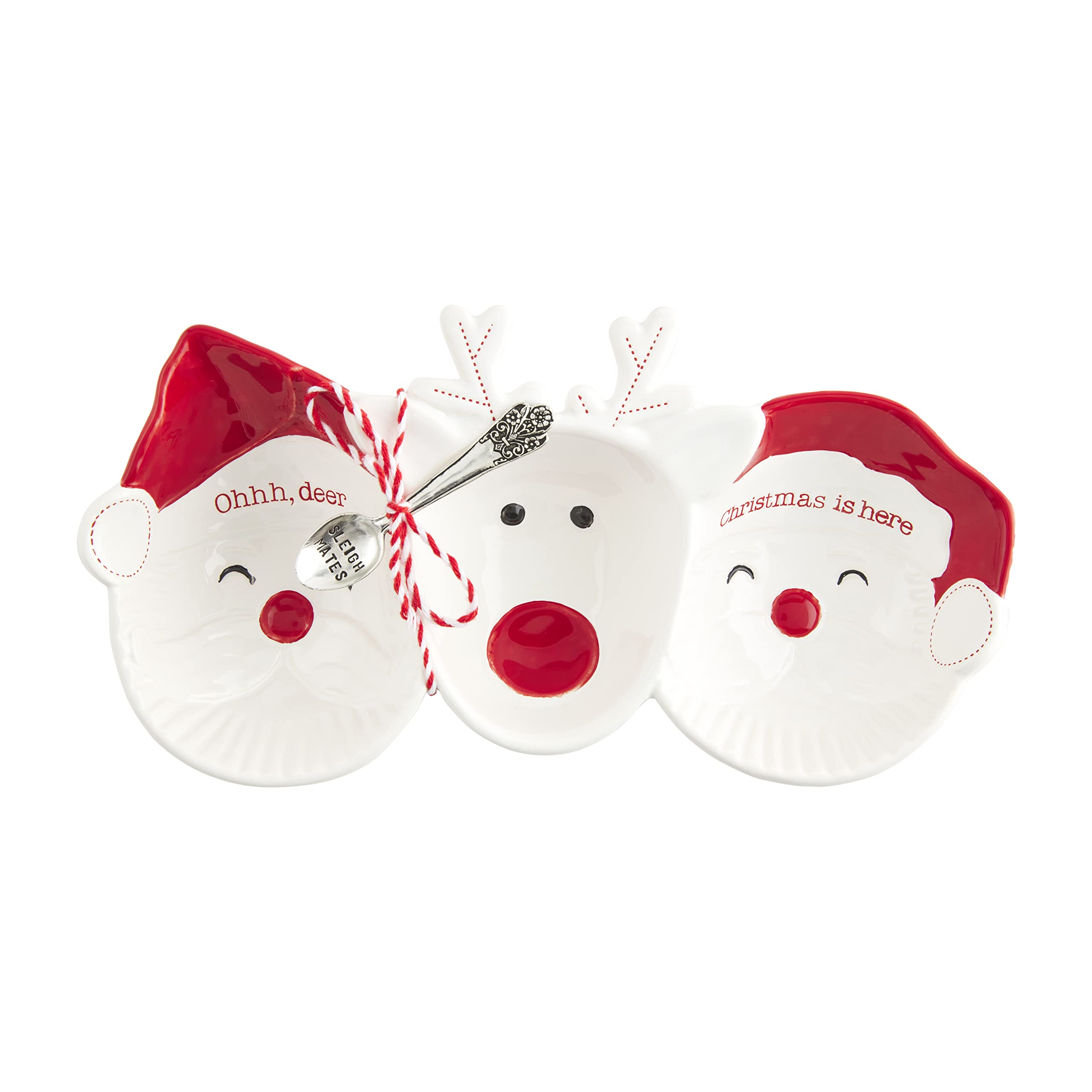 Mud Pie Christmas Circa Figural Triple Dip Set, White/Red, 5.5" x 11"