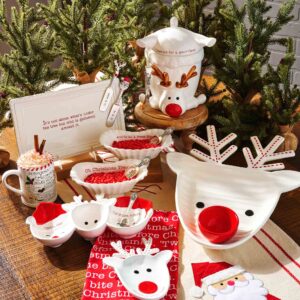 Mud Pie Christmas Circa Figural Triple Dip Set, White/Red, 5.5" x 11"