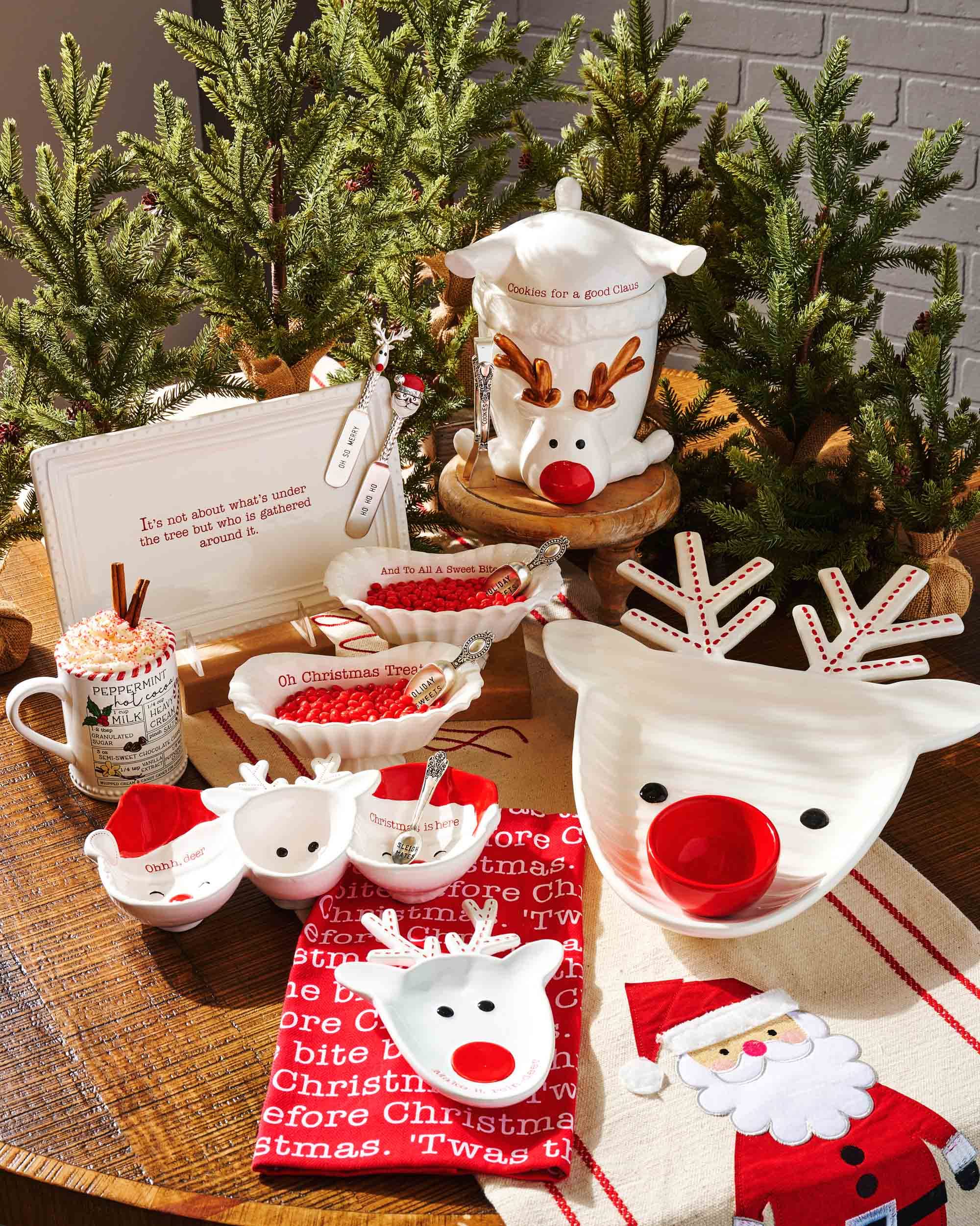 Mud Pie Christmas Circa Figural Triple Dip Set, White/Red, 5.5" x 11"