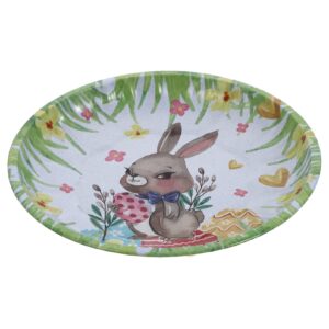 veemoon 1 pc rabbit easter snacks tray easter bunny tray salad plate round wooden trays snack serving plate appetizer serving salad bowl drink garnish dish iron plate fruit child