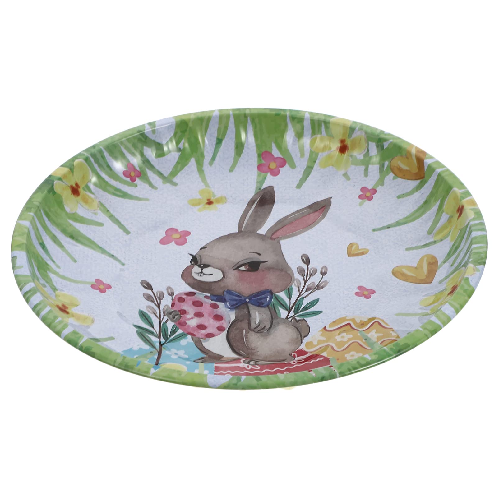 Veemoon 1 Pc Rabbit Easter Snacks Tray Easter Bunny Tray Salad Plate Round Wooden Trays Snack Serving Plate Appetizer Serving Salad Bowl Drink Garnish Dish Iron Plate Fruit Child