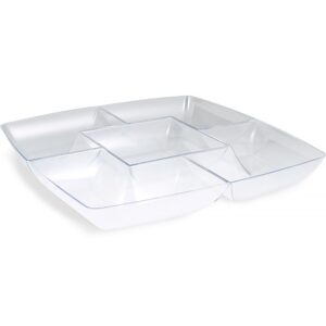simply squared clear chip & dip plastic tray - 12" (1 pc) - elegant & durable party platter - perfect for entertaining, appetizers & snacks