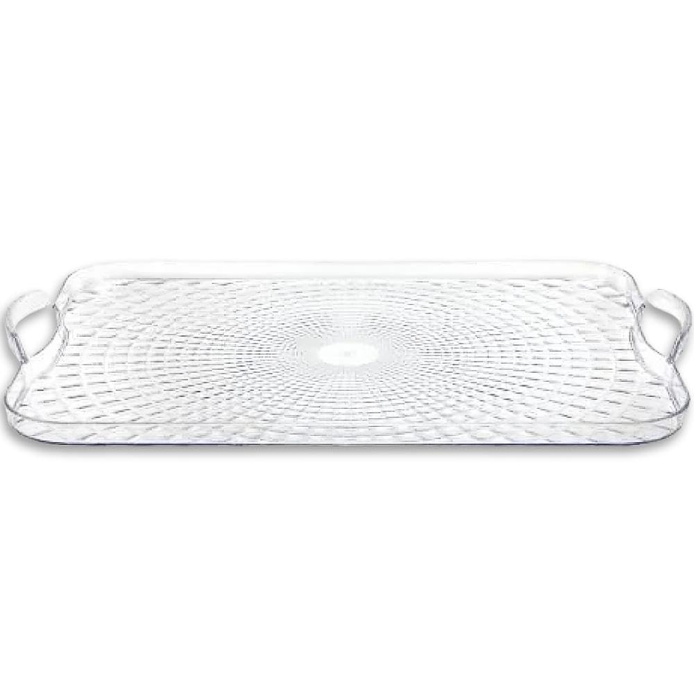 Modern Clear Plastic Pixel Serving Tray with Handles - 18" x 13" (1 Pc.) – Stylish & Durable – Ideal for Entertaining, Parties, Appetizers, and Display