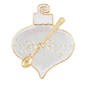 mud pie dip cup set, ornament 7.75" x 6", white and gold (48500157n)