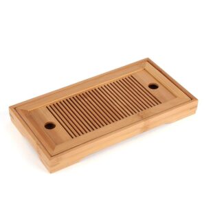 Zyyini Bamboo Tea Tray, Simple Tea Tray Premium Organic Multi-Functional Mini Bamboo Chinese Kongfu Tea Serving, Serving Tray Box Reservoir & Drainage Type for Teahouse