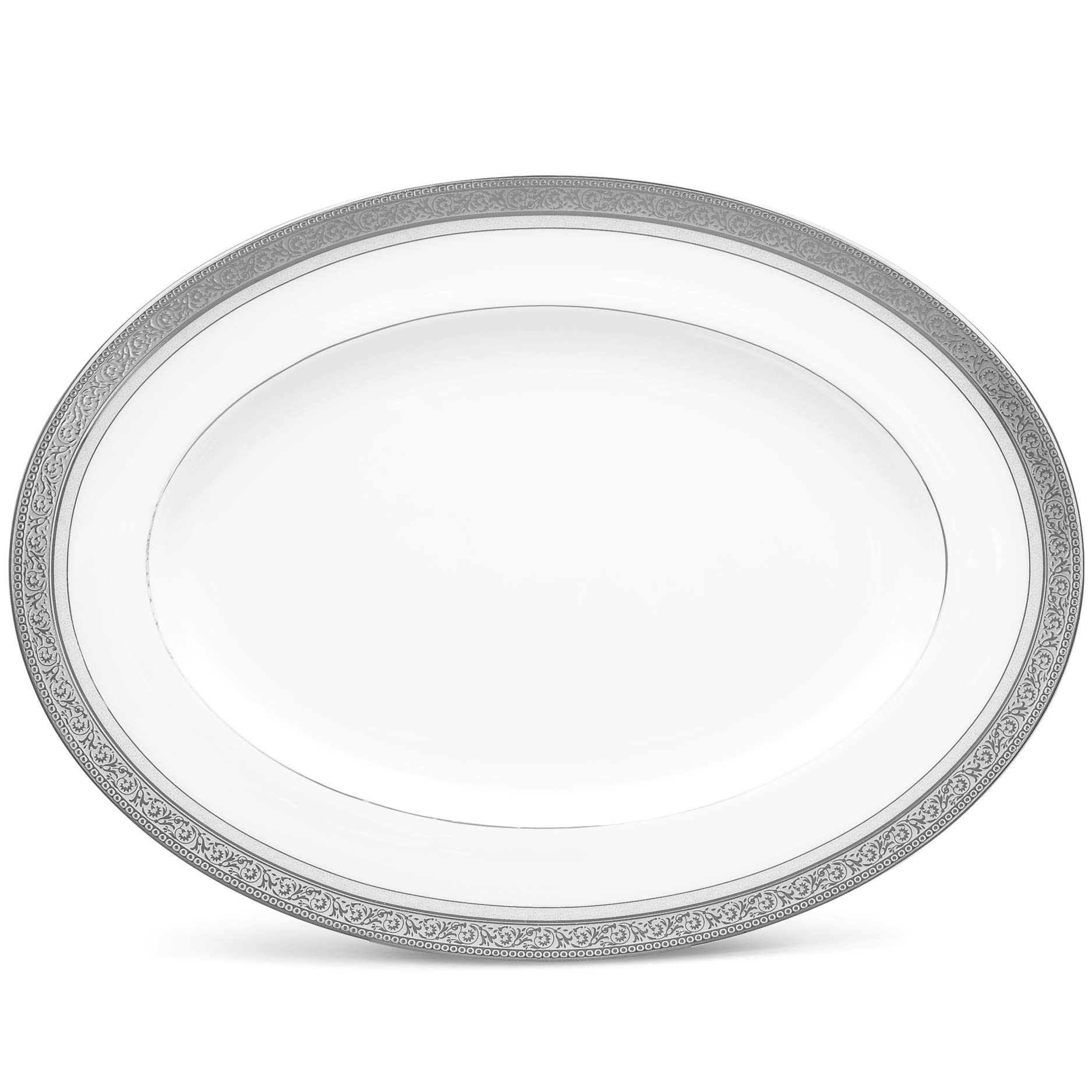 Noritake Summit Platinum Platter, Oval, 12" in White