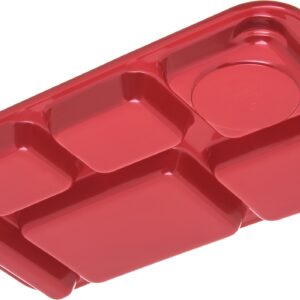 Carlisle FoodService Products CFS 4398205 Right Hand 6-Compartment Cafeteria / Fast Food Tray, 15" x 9", Red