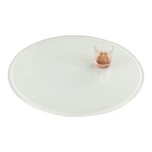 Chintaly Imports Lazy Susan Round Rotating Tray, 24-Inch, Glass/White