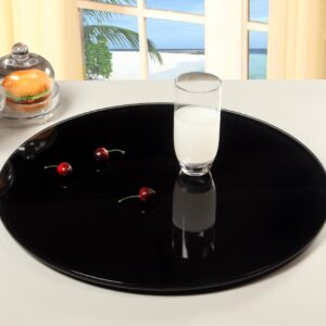 Chintaly Imports Lazy Susan Round Rotating Tray, 24-Inch, Glass/Black