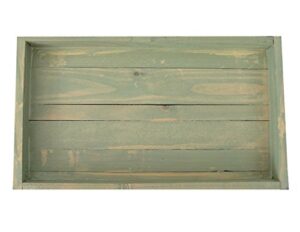 wood display/serving tray - 14" x 10" - sage green wash distressed - decorative distressed vintage wooden rustic ottoman cottage tray serving tray