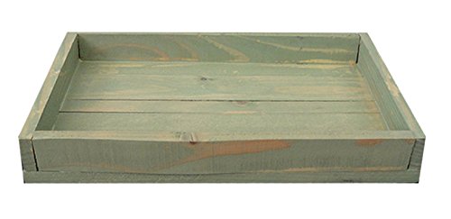 Wood Display/Serving Tray - 14" x 10" - Sage Green Wash Distressed - Decorative Distressed Vintage Wooden Rustic Ottoman Cottage Tray Serving Tray