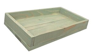 Wood Display/Serving Tray - 14" x 10" - Sage Green Wash Distressed - Decorative Distressed Vintage Wooden Rustic Ottoman Cottage Tray Serving Tray