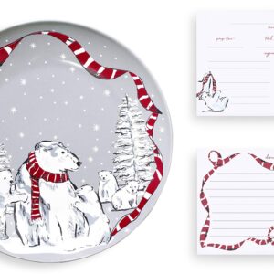 Vera Bradley Holiday Cookie Plate and Recipe Card Gift Set, 10.5" Christmas Dish, Microwave and Dishwasher Safe Serving Platter, Bow