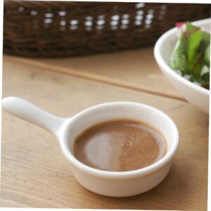 CIYODO 4pcs Seasoning Dish with Handle Ceramic Sauce Dish Soy Sauce Bowl Saucer Plate Ceramic Pinch Bowls Chip and Dip Bowl Mini Food Restaurant Supplies White Ceramics Snack Bowl Sushi