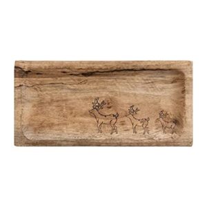 One Holiday Way 11.75-Inch Rustic Wood Christmas Serving Tray w/Laser Cut Reindeer Design - Xmas Deer Serveware Tabletop Dish Decor - Farmhouse Winter Wooden Tableware Platter Plate Charcuterie Board