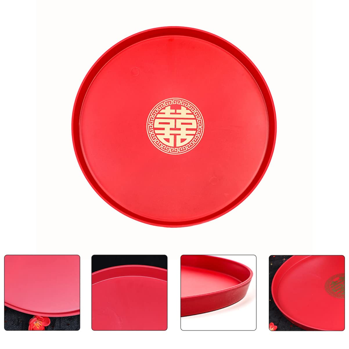 Cabilock 2 pieces Chinese Wedding Serving chinese new year snack tray chinese new year platter chinese new year candy tray Tray Platter: Red